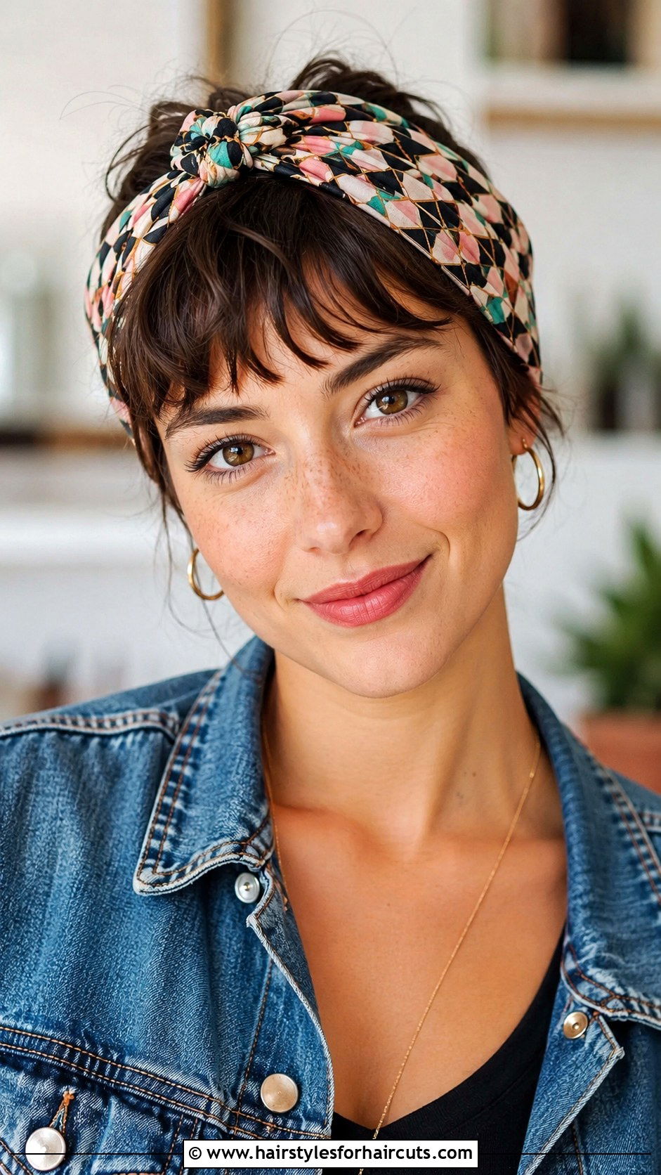 Printed Scarf Wrap For Pixie Bangs - 25 wrap hairstyles for short hair - 25 wrap hairstyles for short hair