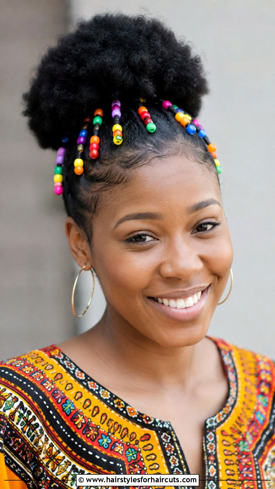 Puff With Beaded Ends - 25 puff hairstyles for black hair - 25 puff hairstyles for black hair