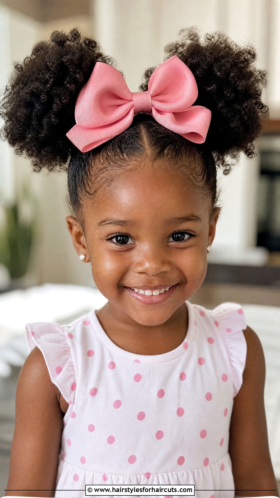 Puffy Pigtails With Bow - 25 black hairstyles for kids short hair - 25 black hairstyles for kids short hair