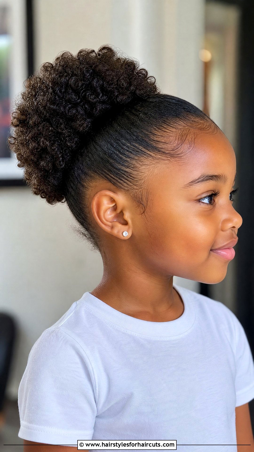 Pulled Back Curly Puff - 25 curly hair mixed little girl hairstyles - 25 curly hair mixed little girl hairstyles
