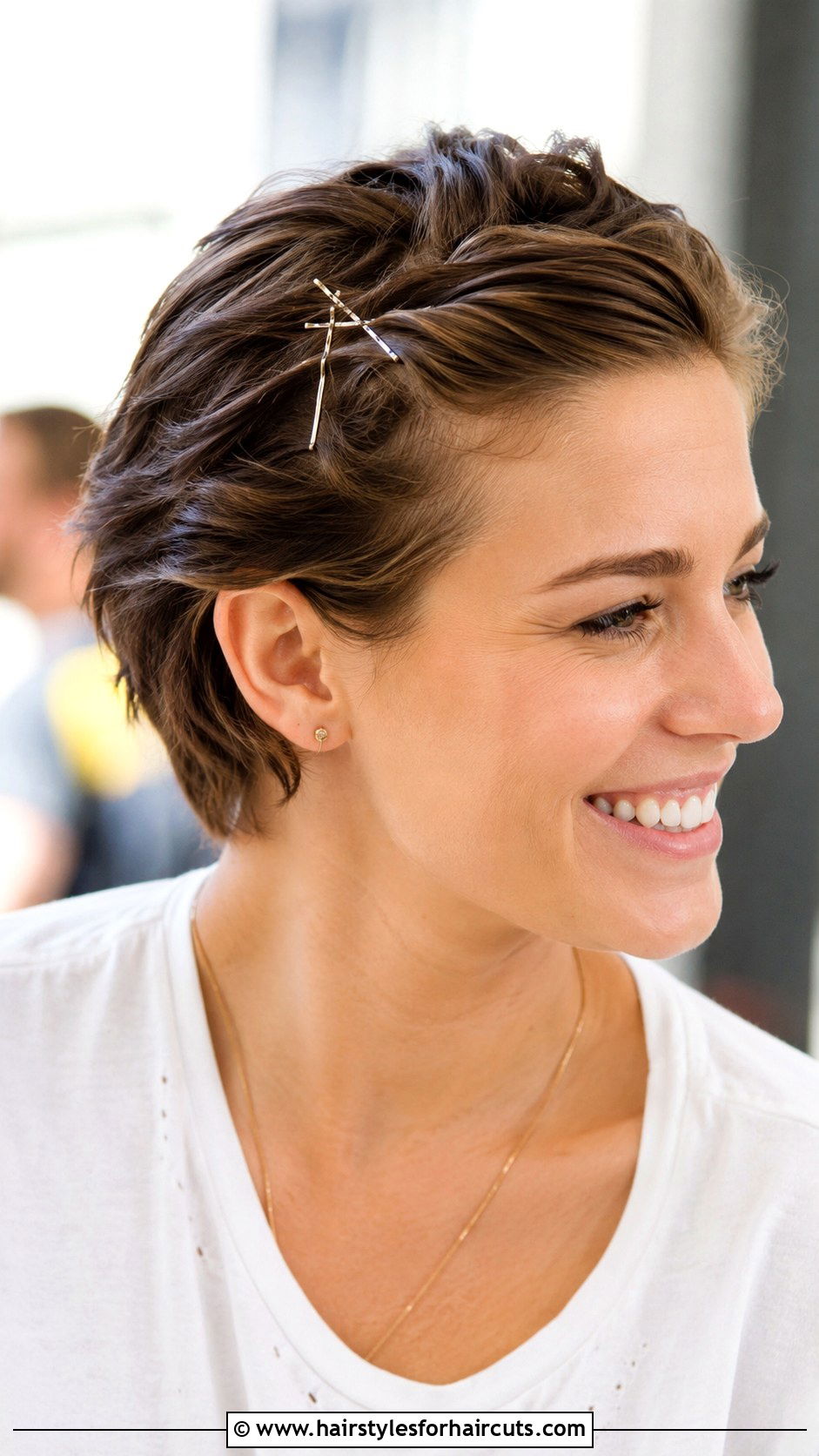 Pulled Back Pixie With Bobby Pins - 25 pulled back hairstyles for short hair - 25 pulled back hairstyles for short hair