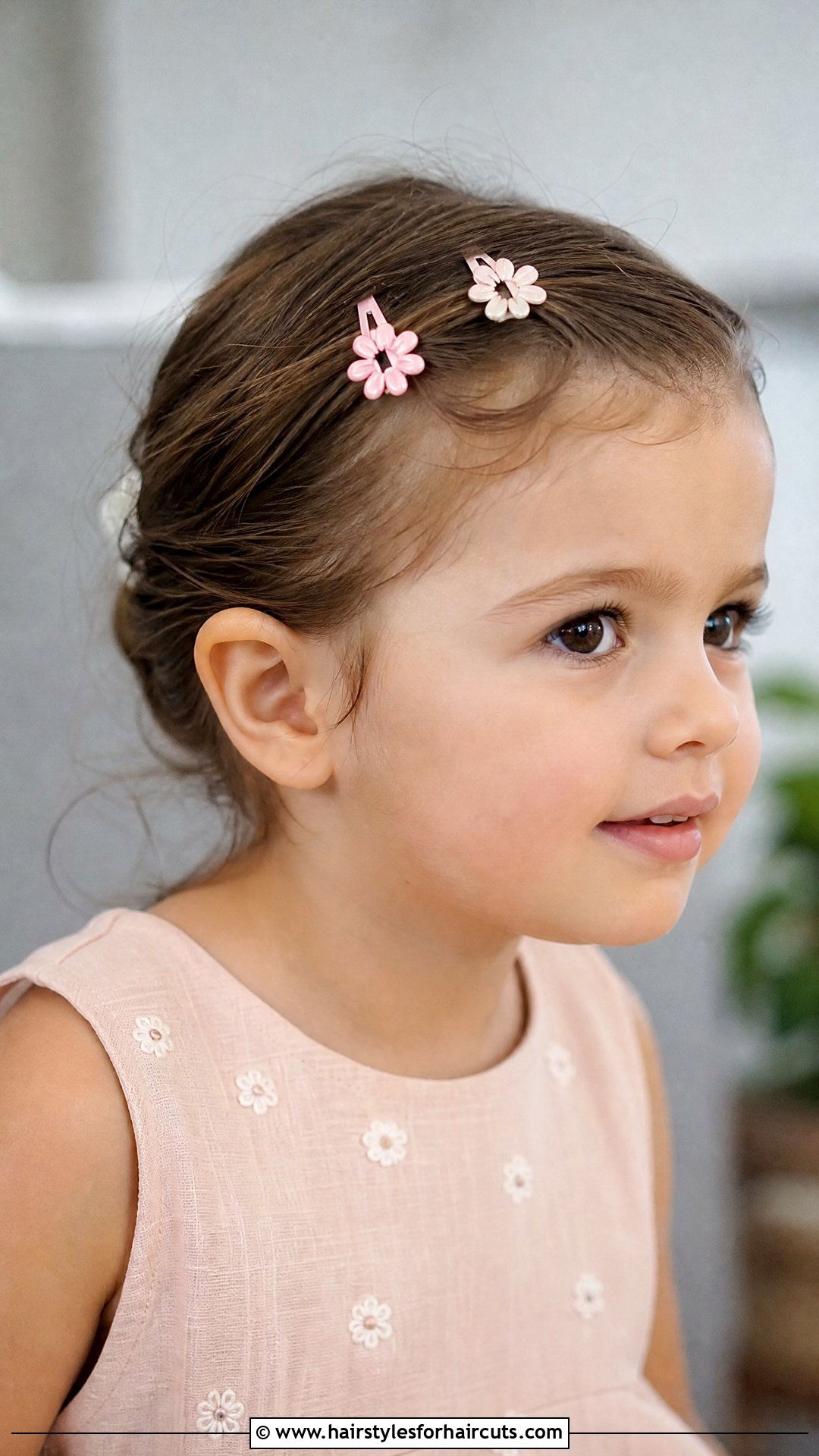 Pulled Back Short Hair With Baby Clips - 25 flower girl hairstyles for short hair - 25 flower girl hairstyles for short hair