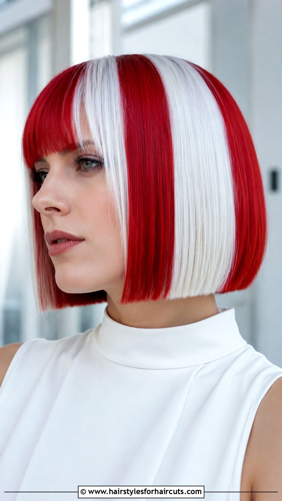 Red And White Alternating Color Block Hair - 25 candy cane hairstyles - 25 candy cane hairstyles