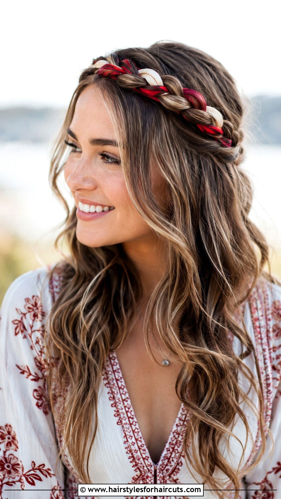 Red And White Tinsel Infused Curls - 25 candy cane hairstyles - 25 candy cane hairstyles