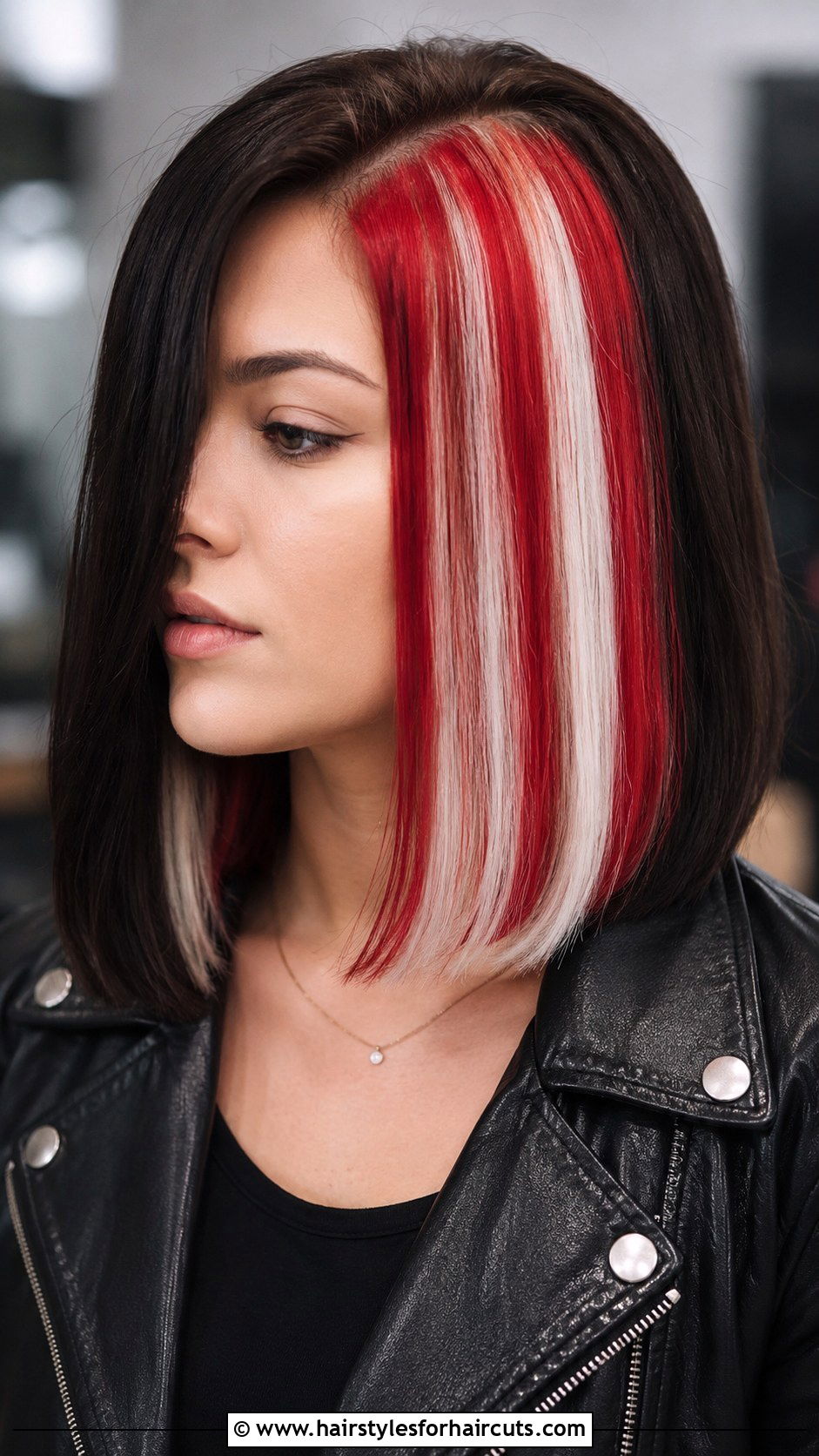 Red And White Underlayer Dye Straight Cut - 25 candy cane hairstyles - 25 candy cane hairstyles