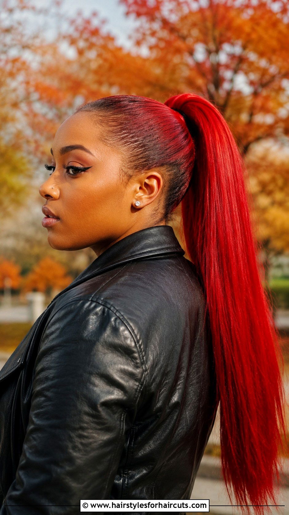 Red Colored Fake Ponytail - 25 fake ponytail hairstyles for black hair - 25 fake ponytail hairstyles for black hair