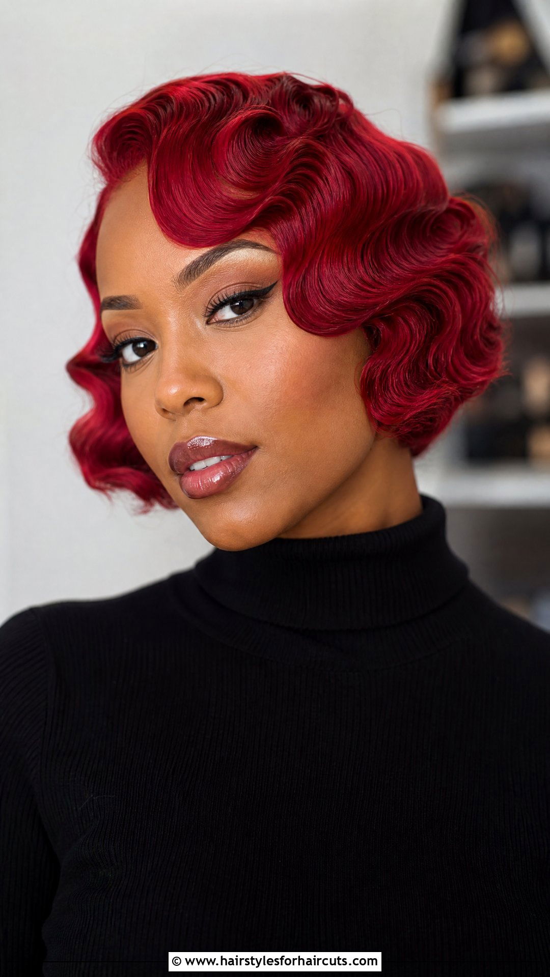 Red Finger Wave Bob - 25 finger wave hairstyles for short black hair - 25 finger wave hairstyles for short black hair
