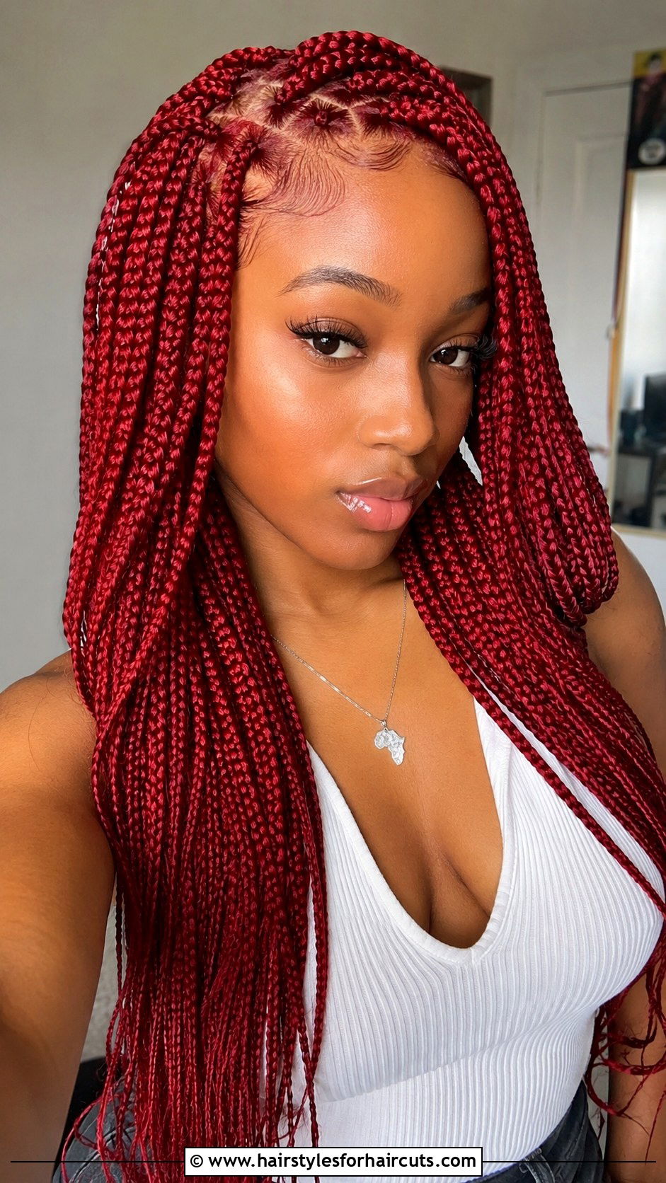 Red Knotless Box Braids - 25 red hairstyles for black woman - 25 red hairstyles for black woman