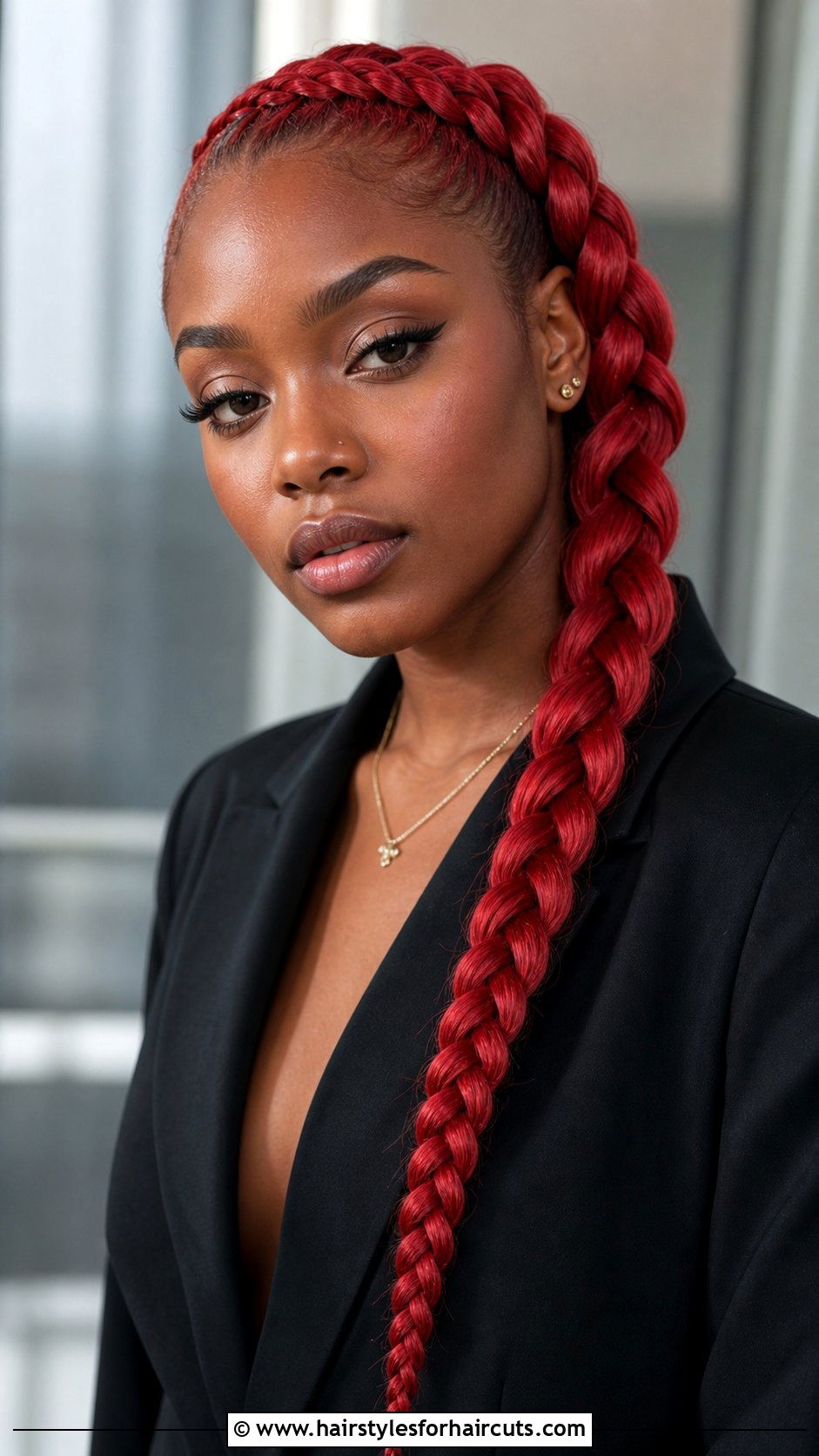Red Single Braid Hairstyle - 25 single braid hairstyles for black hair - 25 single braid hairstyles for black hair