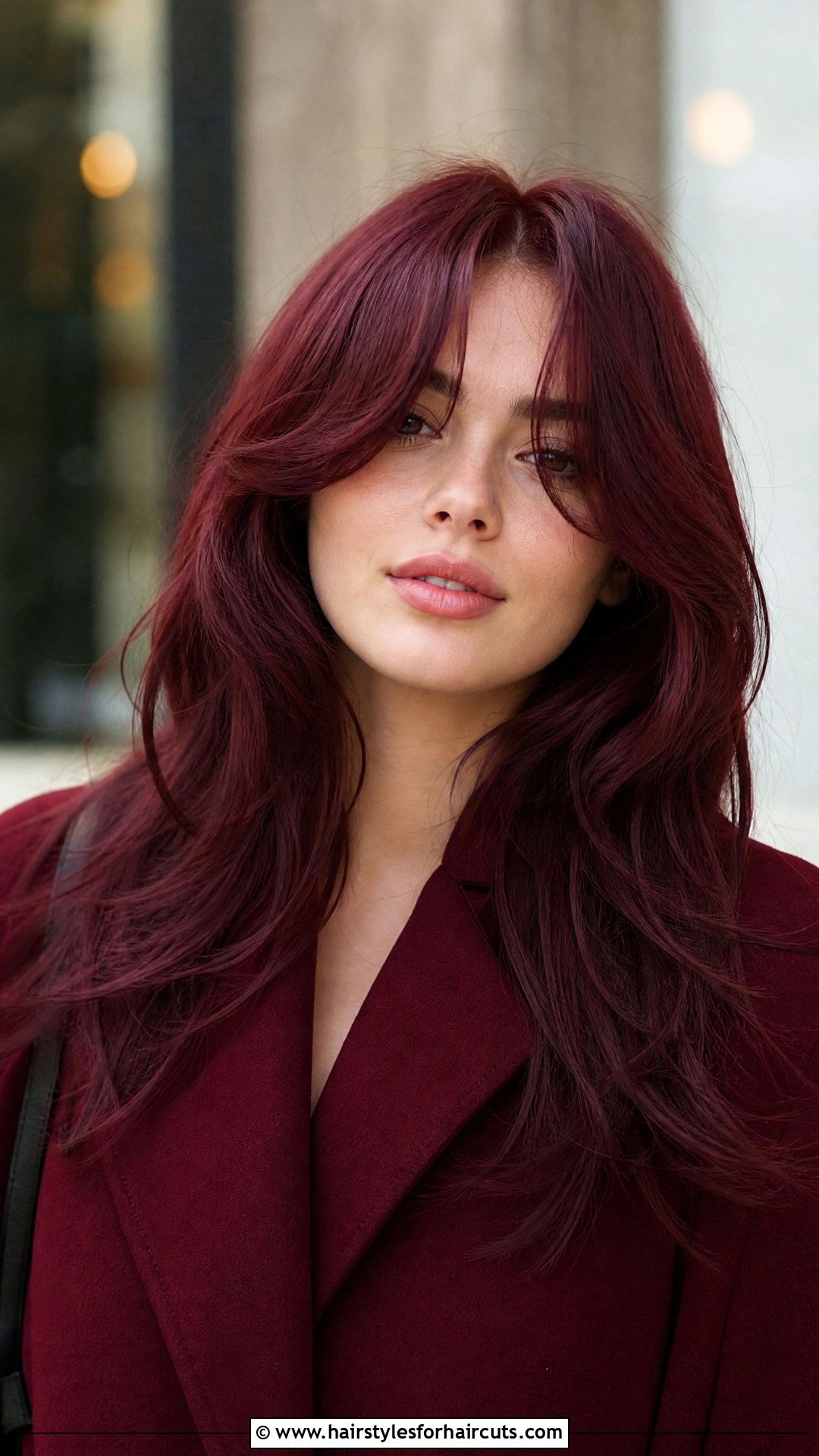 Red Velvet Curtain Bangs Long Hair - 25 natural red hairstyles - 25 natural red hairstyles