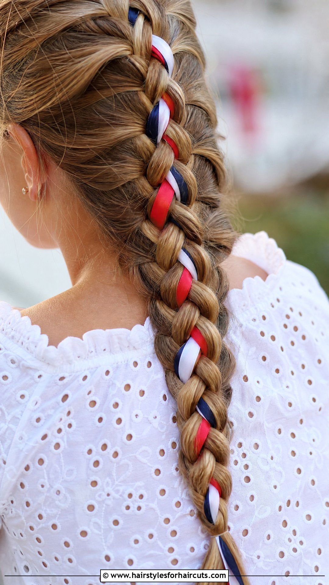 Red White And Blue Fishtail Braid - 25 fourth of july hairstyles - 25 fourth of july hairstyles