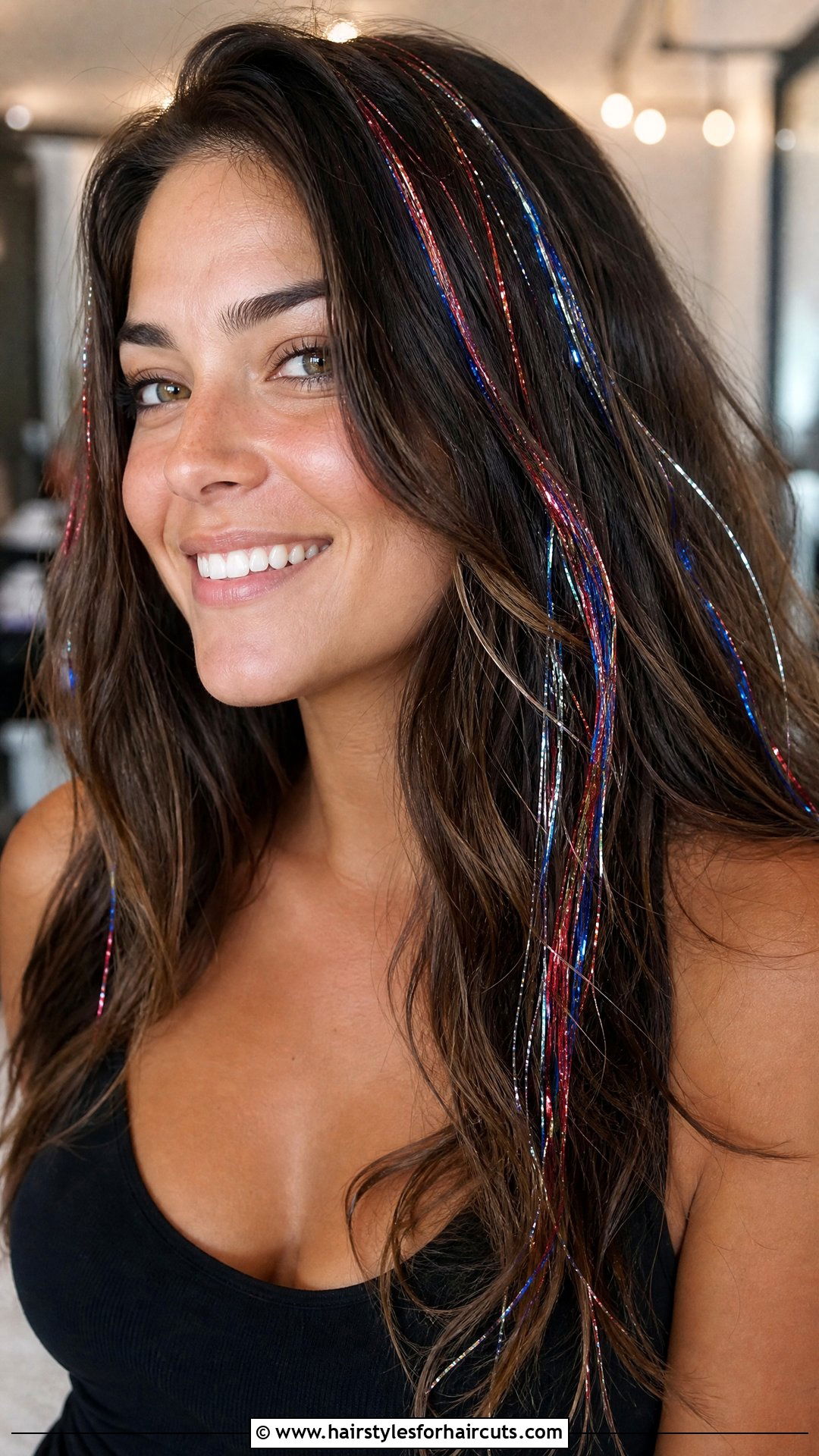 Red White And Blue Hair Tinsel - 25 fourth of july hairstyles - 25 fourth of july hairstyles