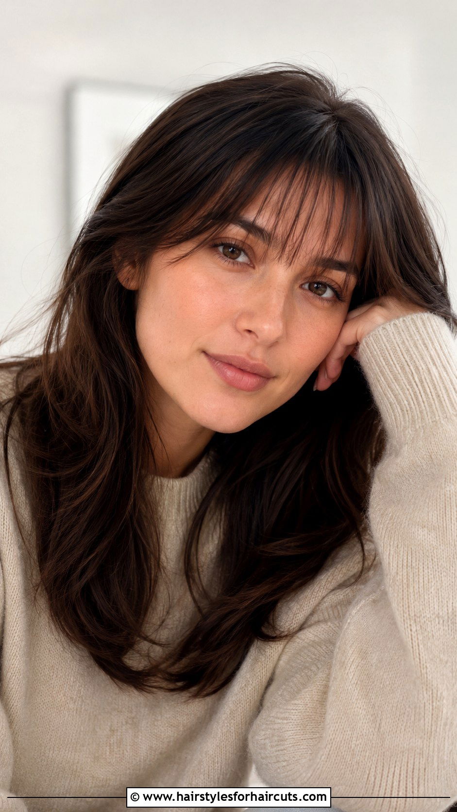 Relaxed Hair With Wispy Bangs - 25 neck length relaxed hairstyles for medium hair - 25 neck length relaxed hairstyles for medium hair