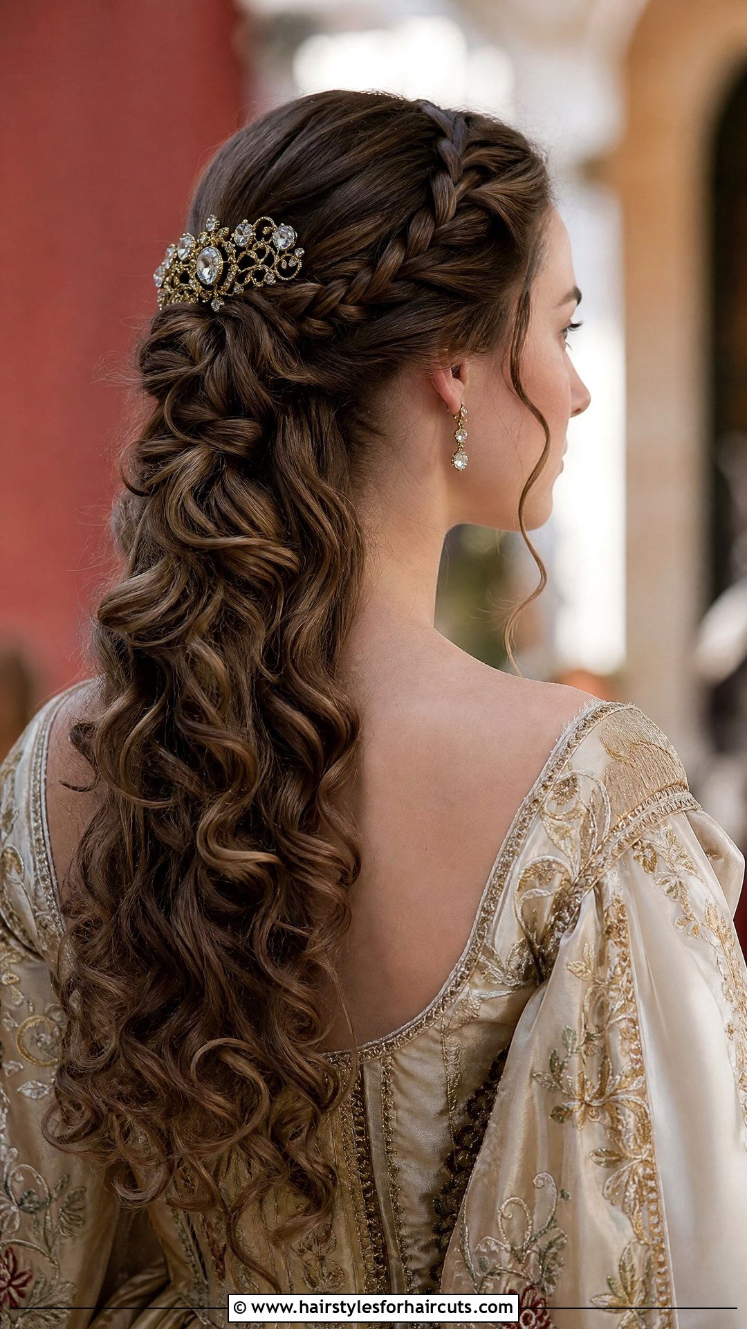 Renaissance Half Up Half Down Curls - 25 renaissance hairstyles - 25 renaissance hairstyles