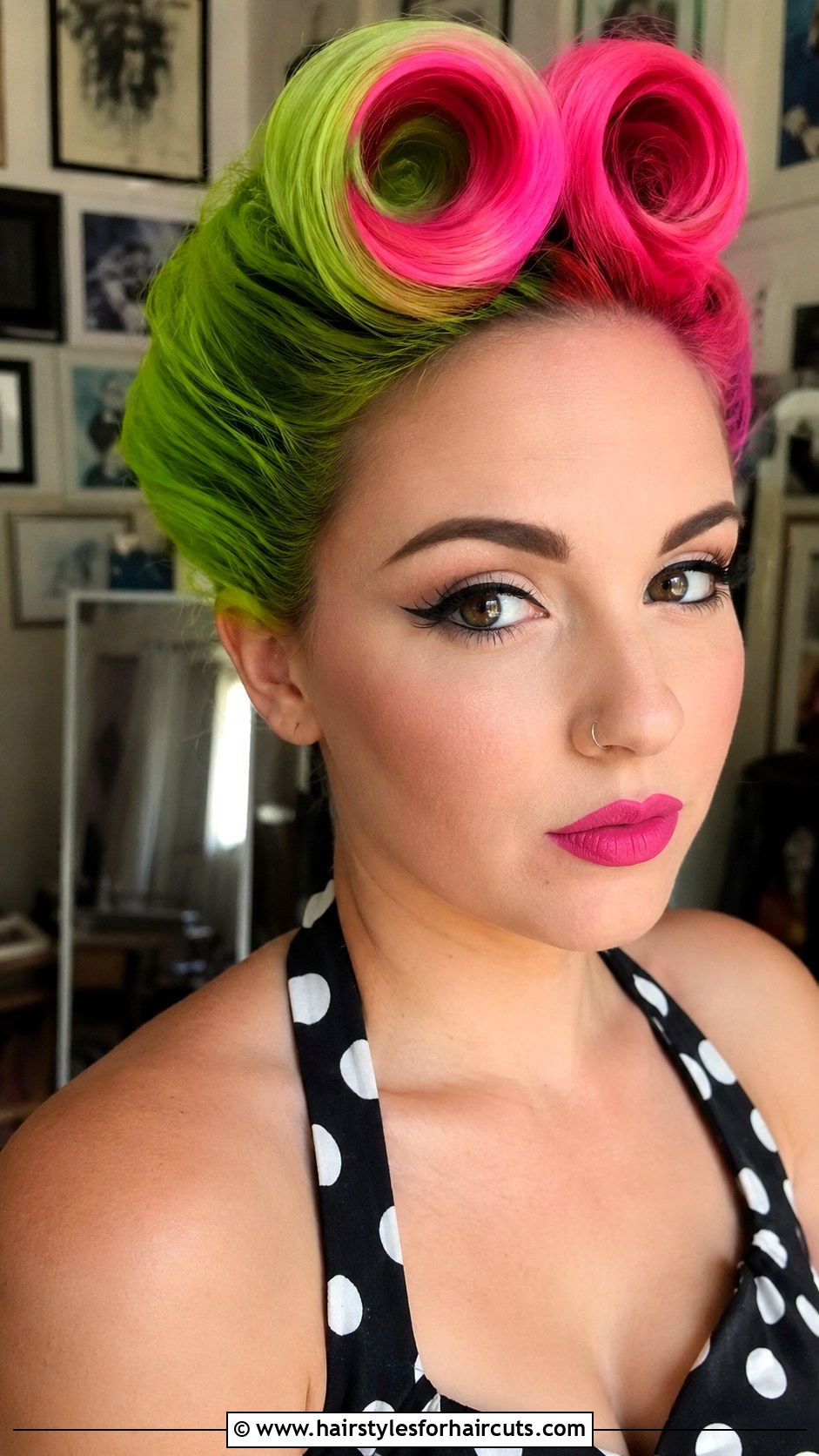 Retro Victory Rolls With Color - 25 wacky hairstyles for girls - 25 wacky hairstyles for girls