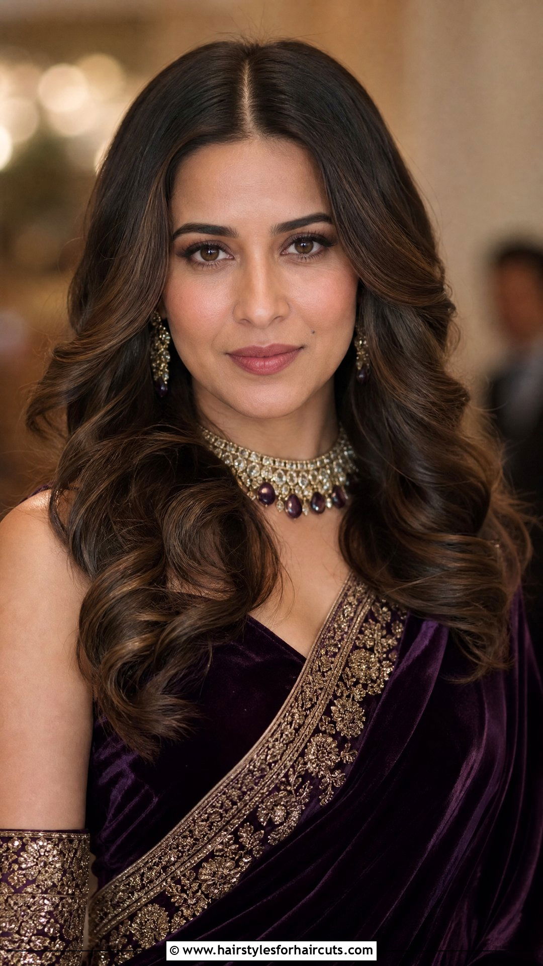Retro Waves With Middle Part - 25 wedding hairstyles for saree - 25 wedding hairstyles for saree