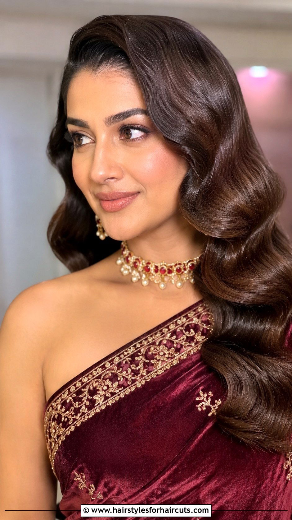 Retro Waves With Saree - 25 hairstyles with saree - 25 hairstyles with saree