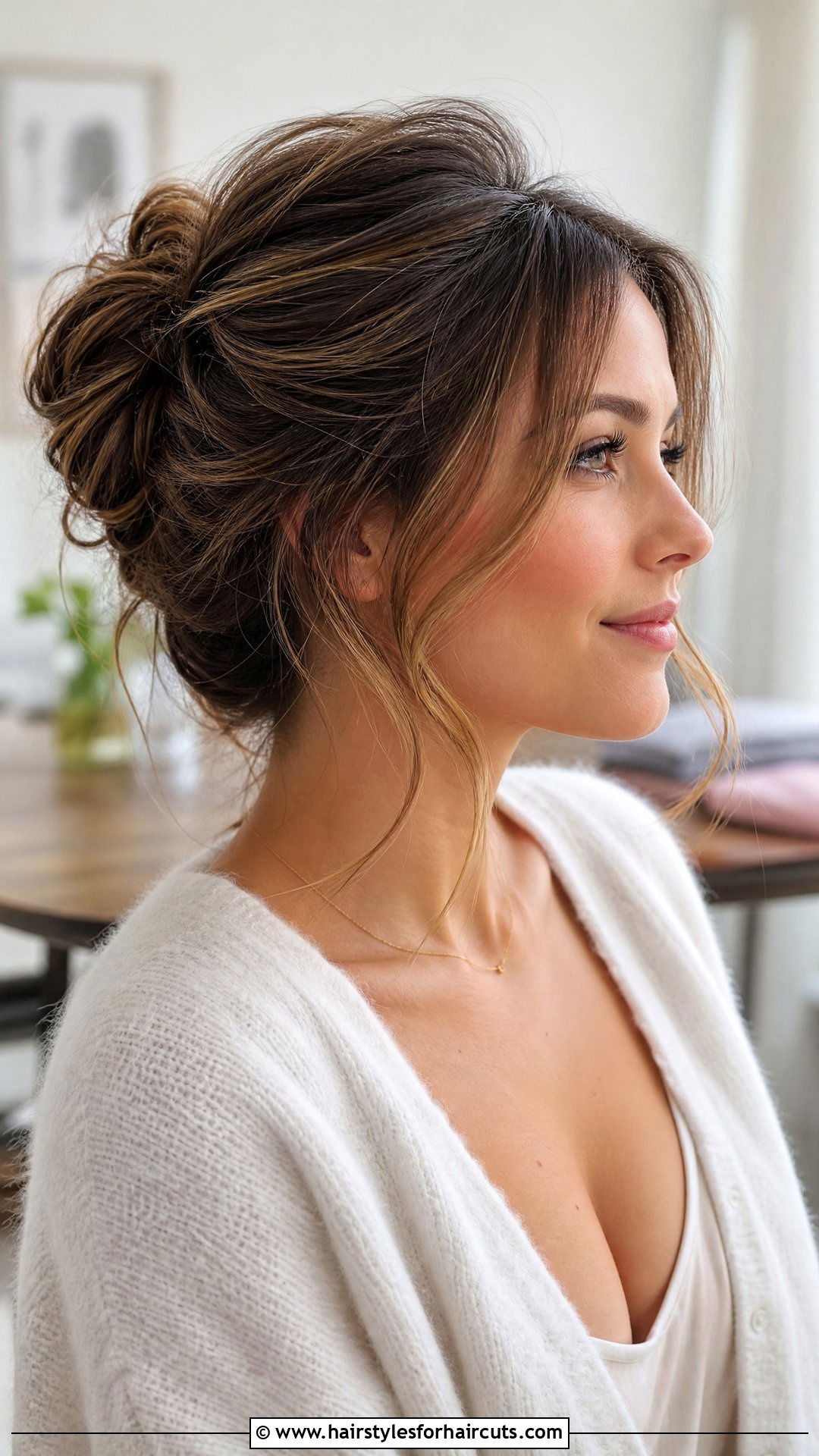 Rolled Updo With Face Framing Pieces - 25 updo hairstyles for medium hair - 25 updo hairstyles for medium hair