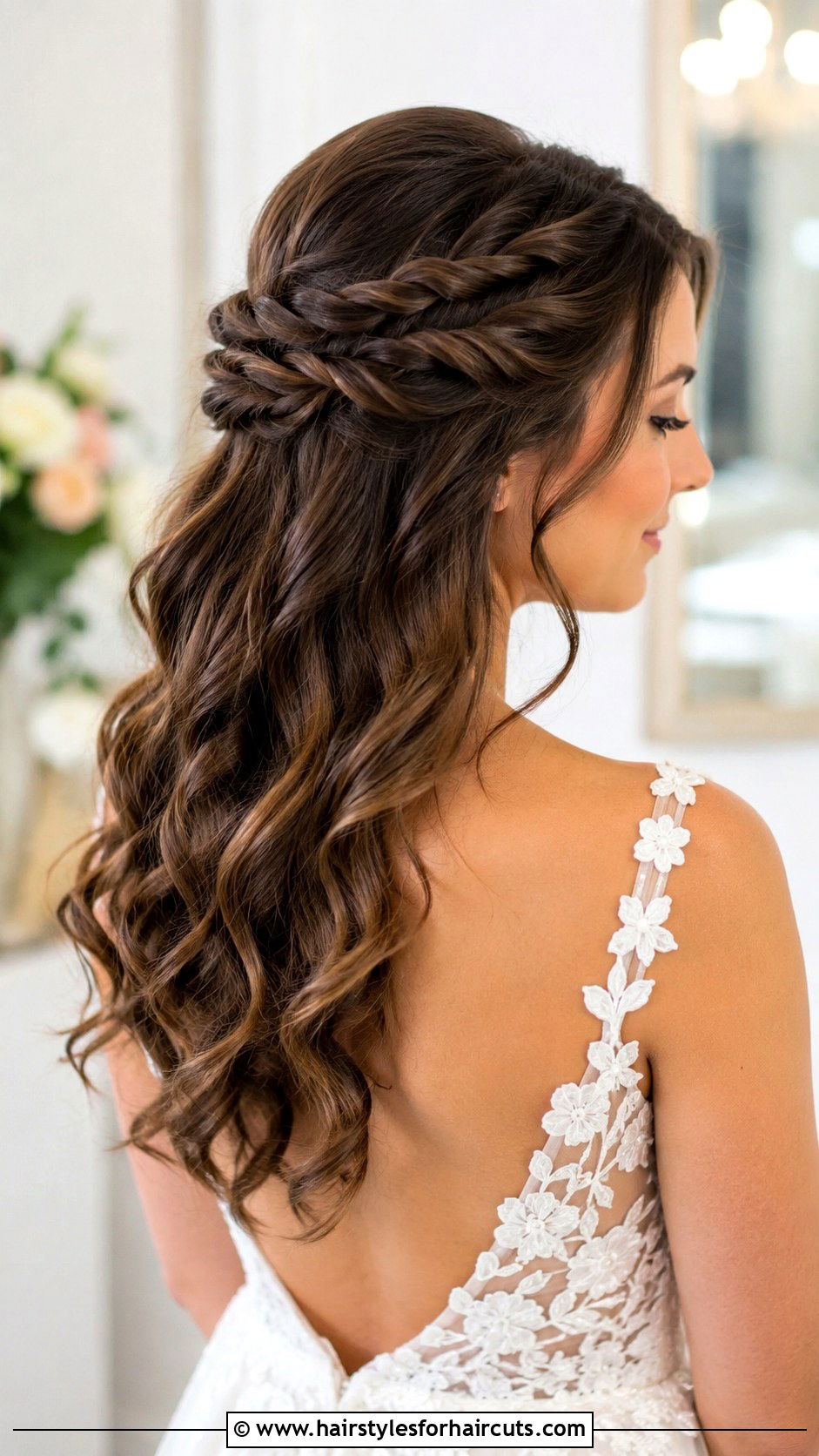 Romantic Half Up Twists - 25 beach wedding hairstyles for short hair - 25 beach wedding hairstyles for short hair