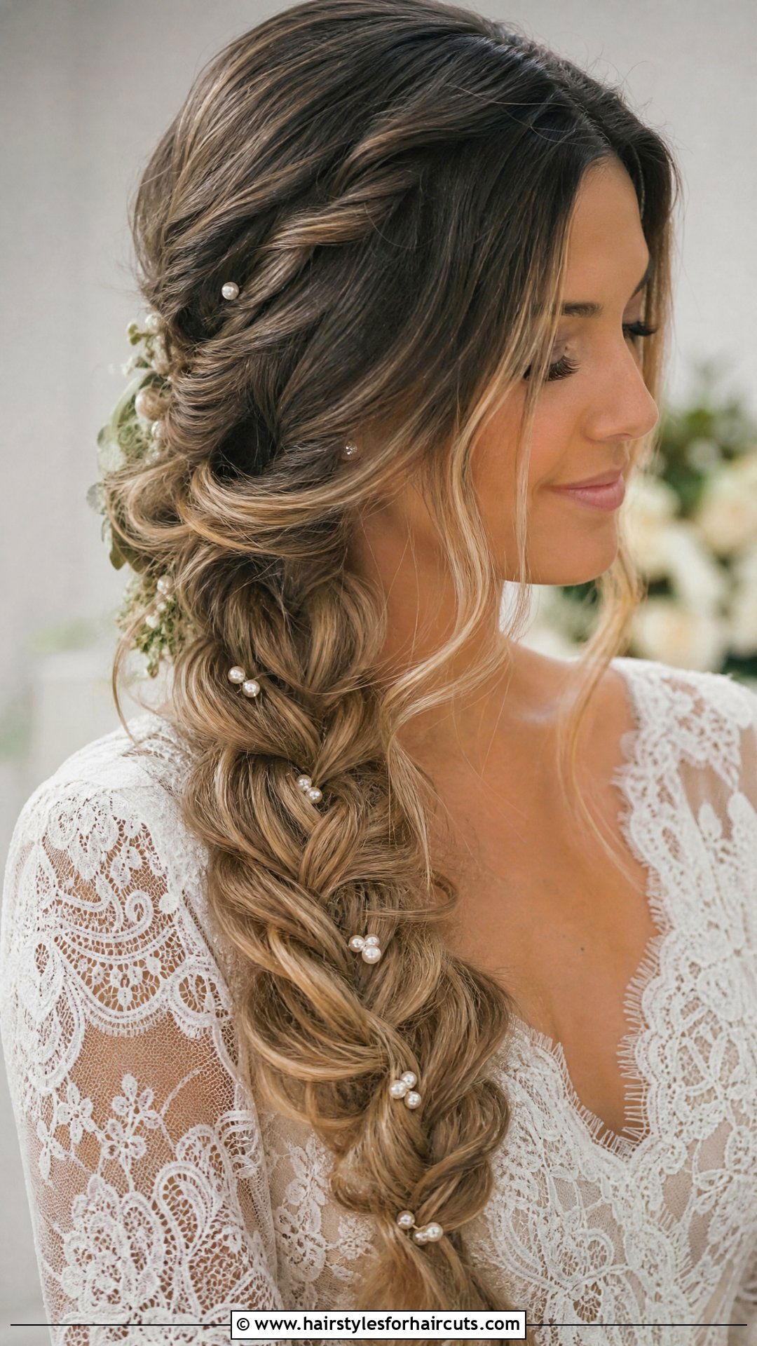 Romantic Loose Side Braid Wedding Hair - 25 wedding hairstyles for thick hair - 25 wedding hairstyles for thick hair
