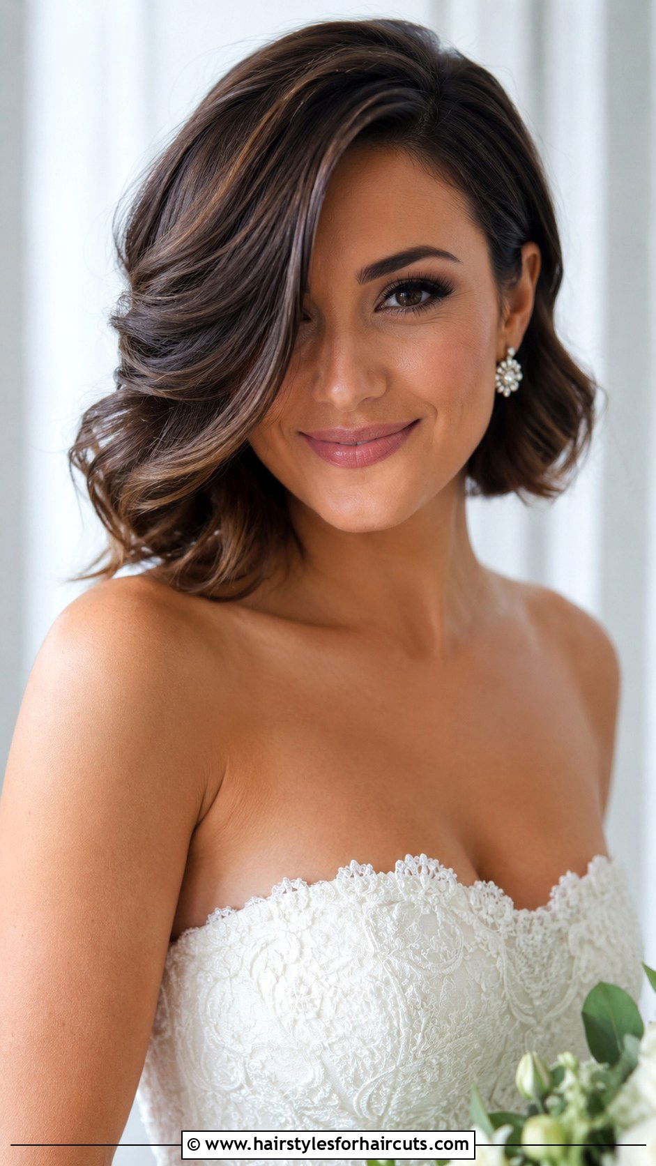 Romantic Side Swept Bob - 25 bridal hairstyles short hair - 25 bridal hairstyles short hair