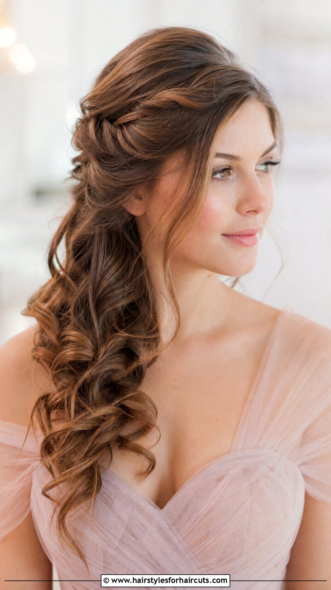 Romantic Twist With Spiral Curls - 25 wedding hairstyles for shoulder length curly hair - 25 wedding hairstyles for shoulder length curly hair