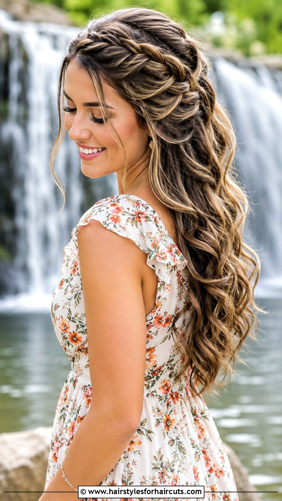 Romantic Waterfall Braid - 25 easy formal hairstyles for long hair - 25 easy formal hairstyles for long hair