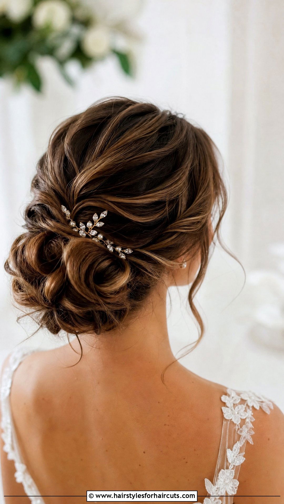 Romantic Wavy Chignon - 25 wedding hairstyles for wavy hair - 25 wedding hairstyles for wavy hair