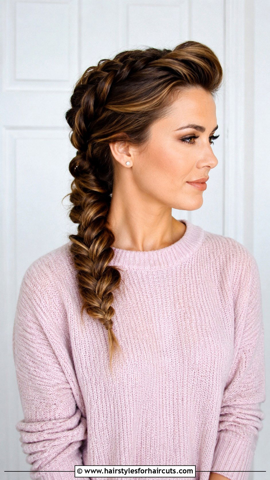 Rope Braid With Rolled Bangs - 25 1940s hairstyles long hair - 25 1940s hairstyles long hair
