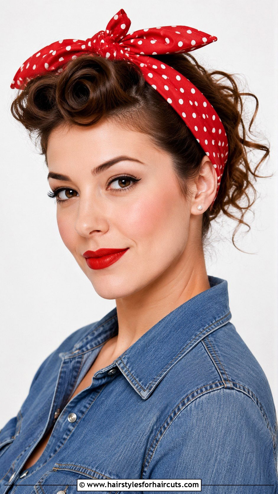 Rosie The Riveter Bandana Curls - 25 1940s long hairstyles - 25 1940s long hairstyles