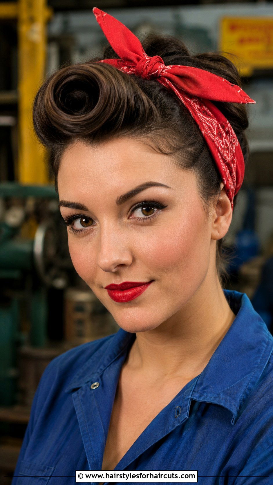 Rosie The Riveter Bandana Pin Up Hairstyle - 25 easy pin up hairstyles for long hair - 25 easy pin up hairstyles for long hair