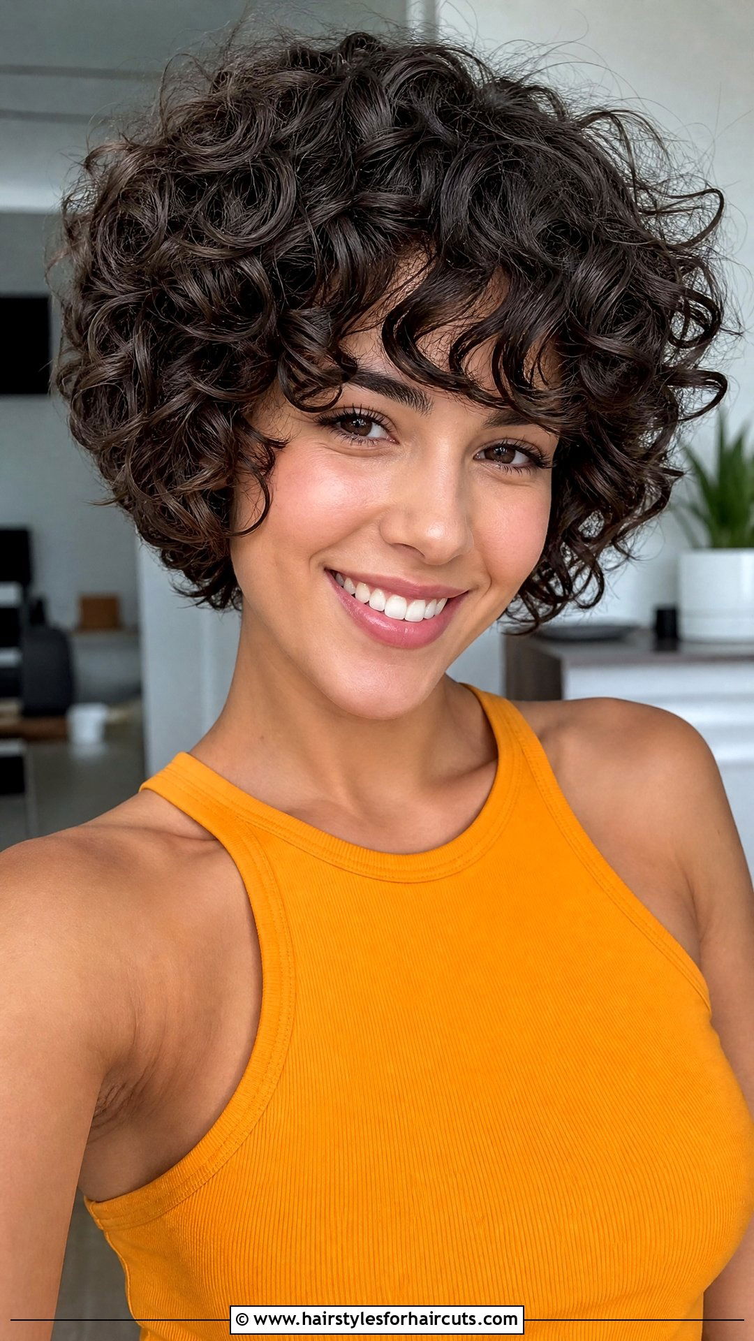 Round Layered Haircut With Curly Fringe - 25 fringe haircuts - 25 fringe haircuts