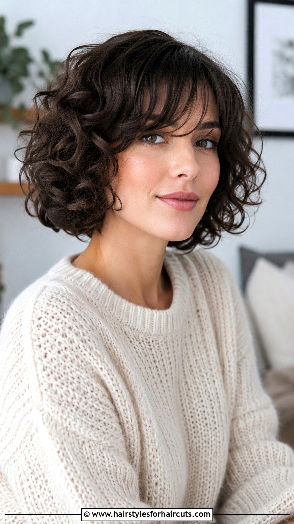 Rounded Curly Bob With Long Bangs - 25 best haircuts for curly hair round face - 25 best haircuts for curly hair round face