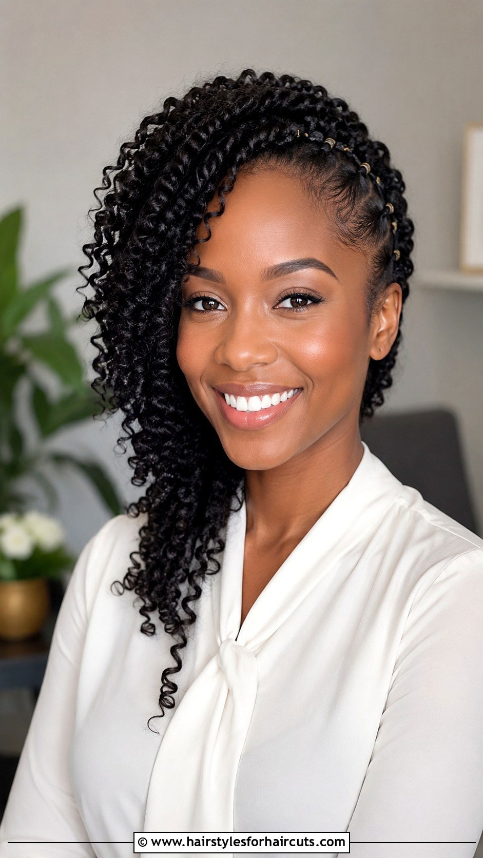 Rubber Band Curly Hair Side Sweep - 25 curly hair rubber band hairstyles - 25 curly hair rubber band hairstyles