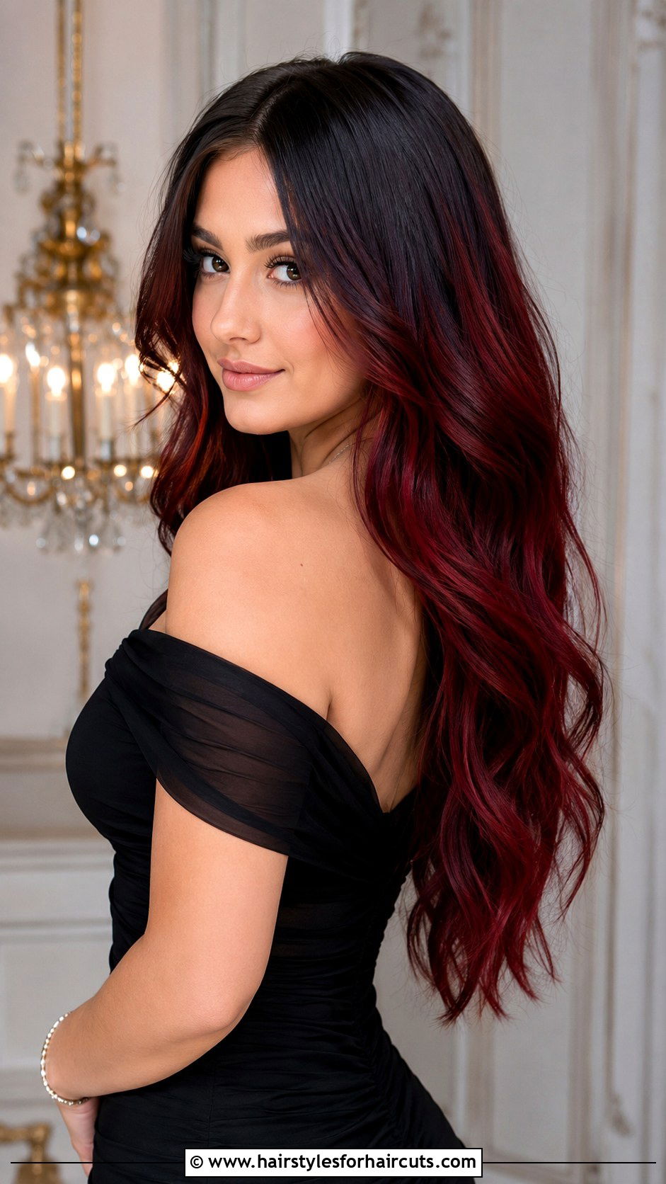 Ruby Red Balayage Long Hair - 25 balayage hairstyles for dark hair - 25 balayage hairstyles for dark hair