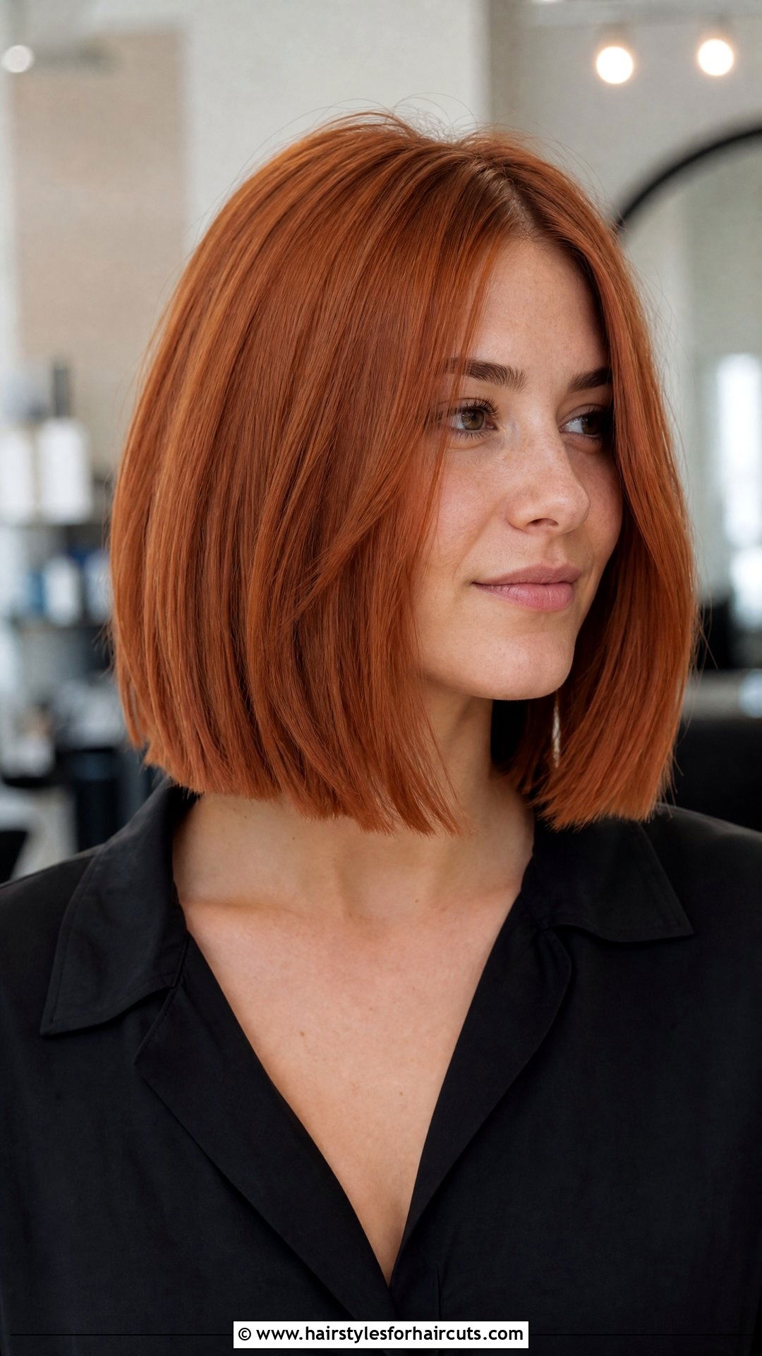 Rust Orange Blunt Lob - 25 pumpkin hairstyles - 25 pumpkin hairstyles