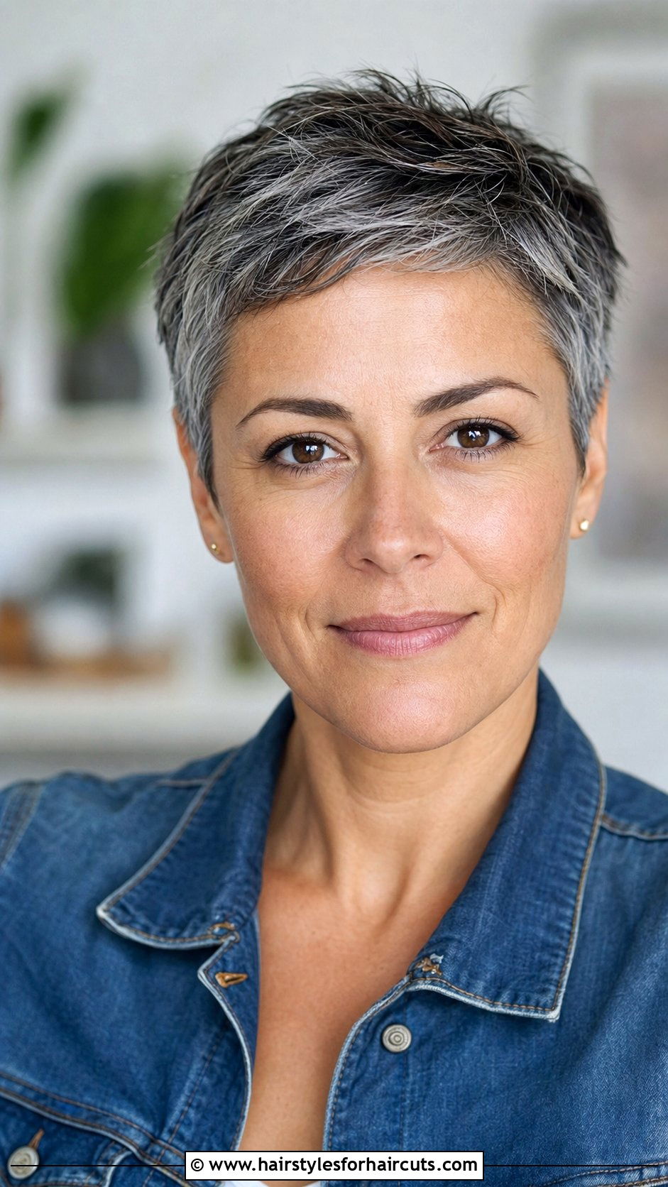 Salt And Pepper Pixie - 25 gray hairstyles for women over 60 - 25 gray hairstyles for women over 60