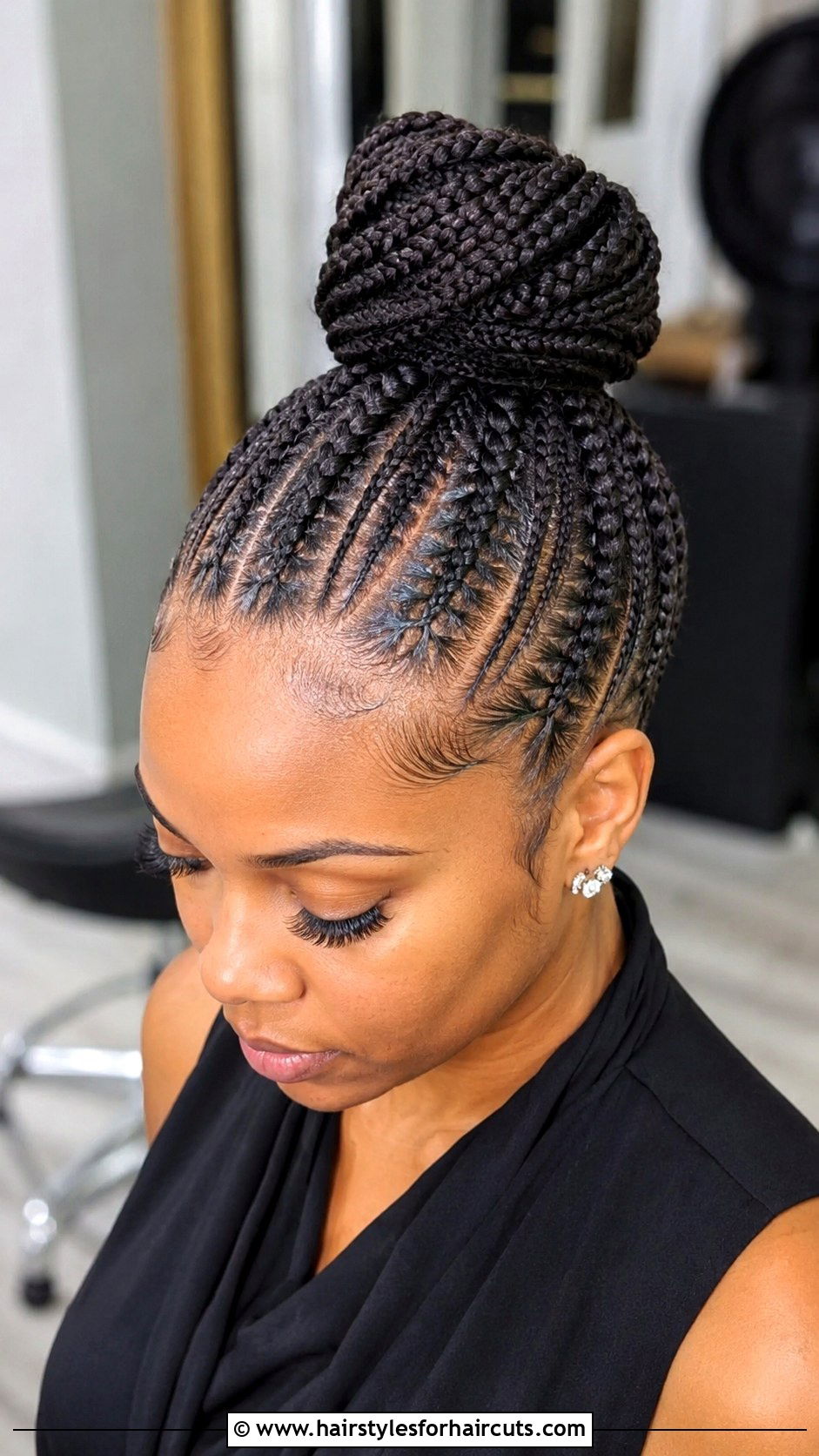 Scalp Braids With Bun - 25 black hairstyles for growing out short hair - 25 black hairstyles for growing out short hair