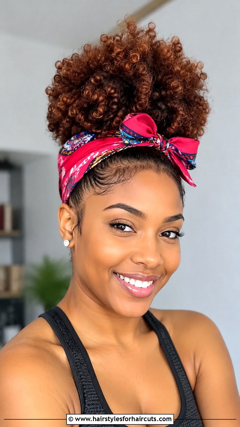 Scarf Wrapped High Puff - 25 natural hair scarf hairstyles - 25 natural hair scarf hairstyles