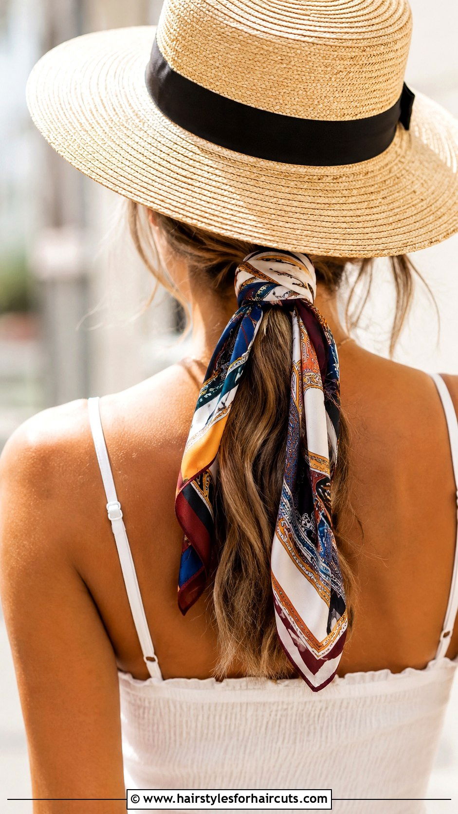 Scarf Wrapped Ponytail - 25 easy summer hairstyles for medium hair - 25 easy summer hairstyles for medium hair