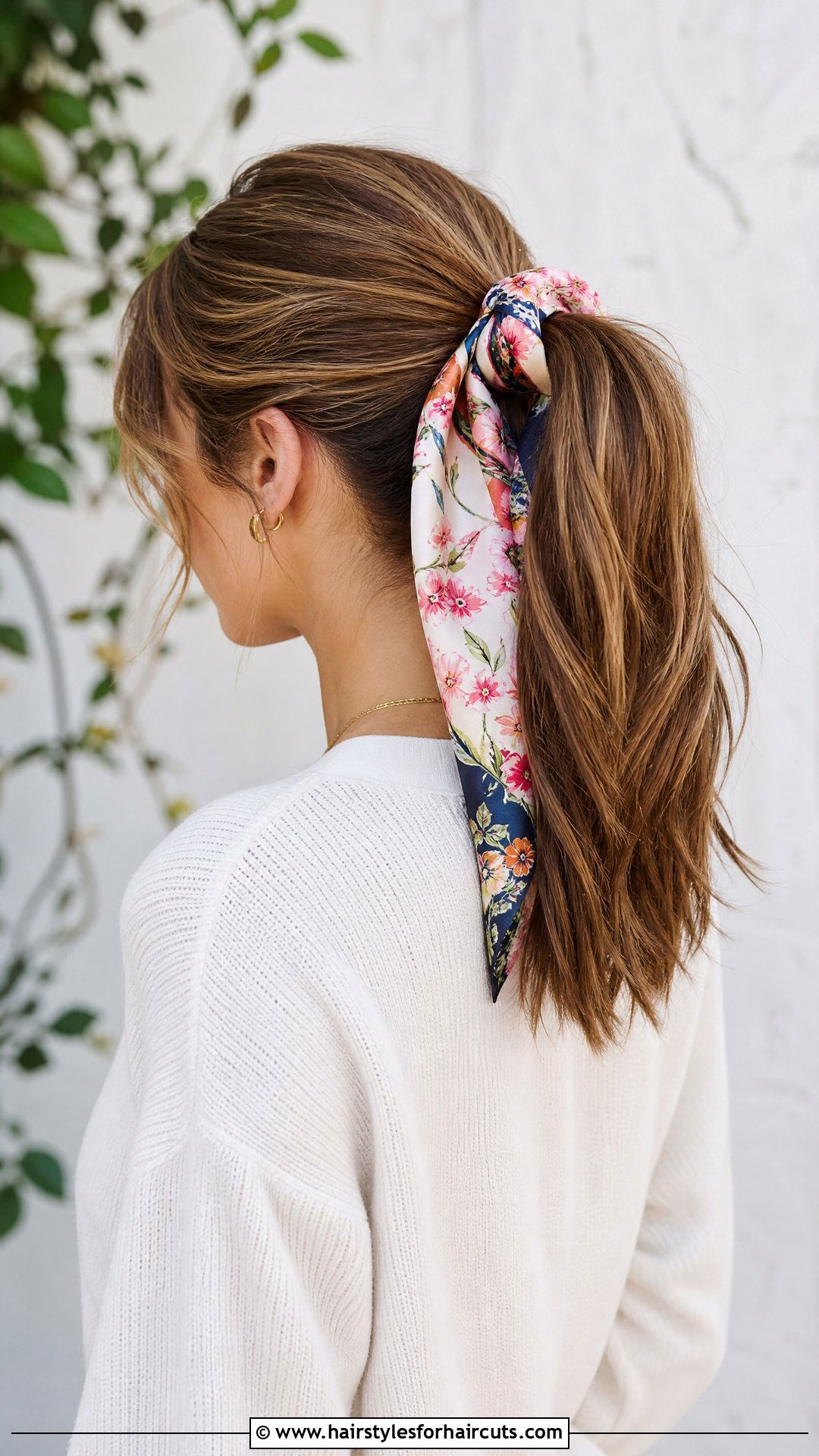 Scarf Wrapped Ponytail - 25 5 minute hairstyles - 25 5 minute hairstyles