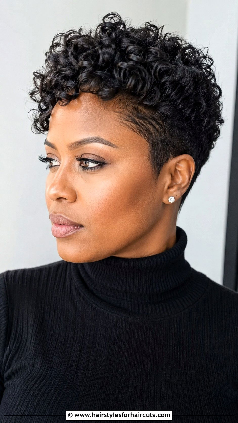 Sculpted Curly Pixie Cut - 25 80s hairstyles for black hair - 25 80s hairstyles for black hair