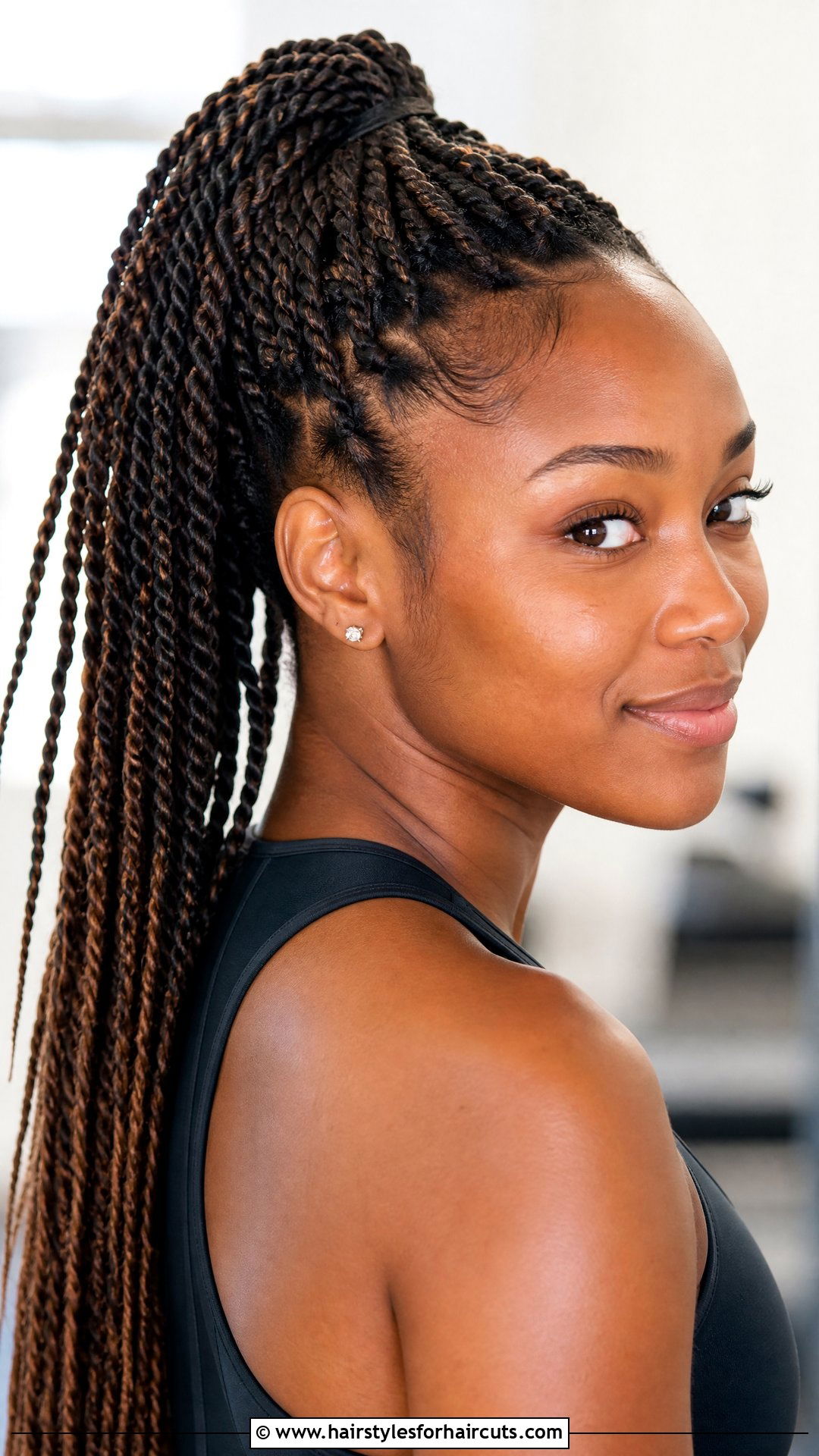 Senegalese Twist Ponytail - 25 workout hairstyles for black hair - 25 workout hairstyles for black hair