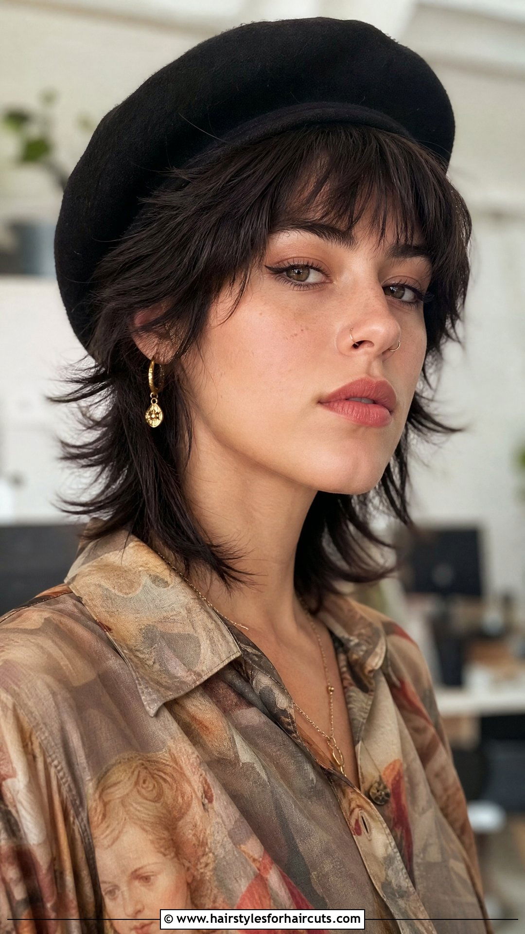 Shaggy Wings Haircut With Beret - 25 wings haircuts with hat - 25 wings haircuts with hat