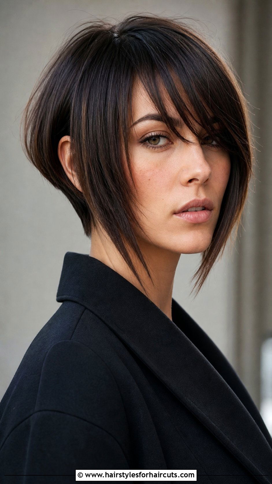 Short Angled Bob With Long Bangs - 25 hairstyles for hair that grows forward woman - 25 hairstyles for hair that grows forward woman