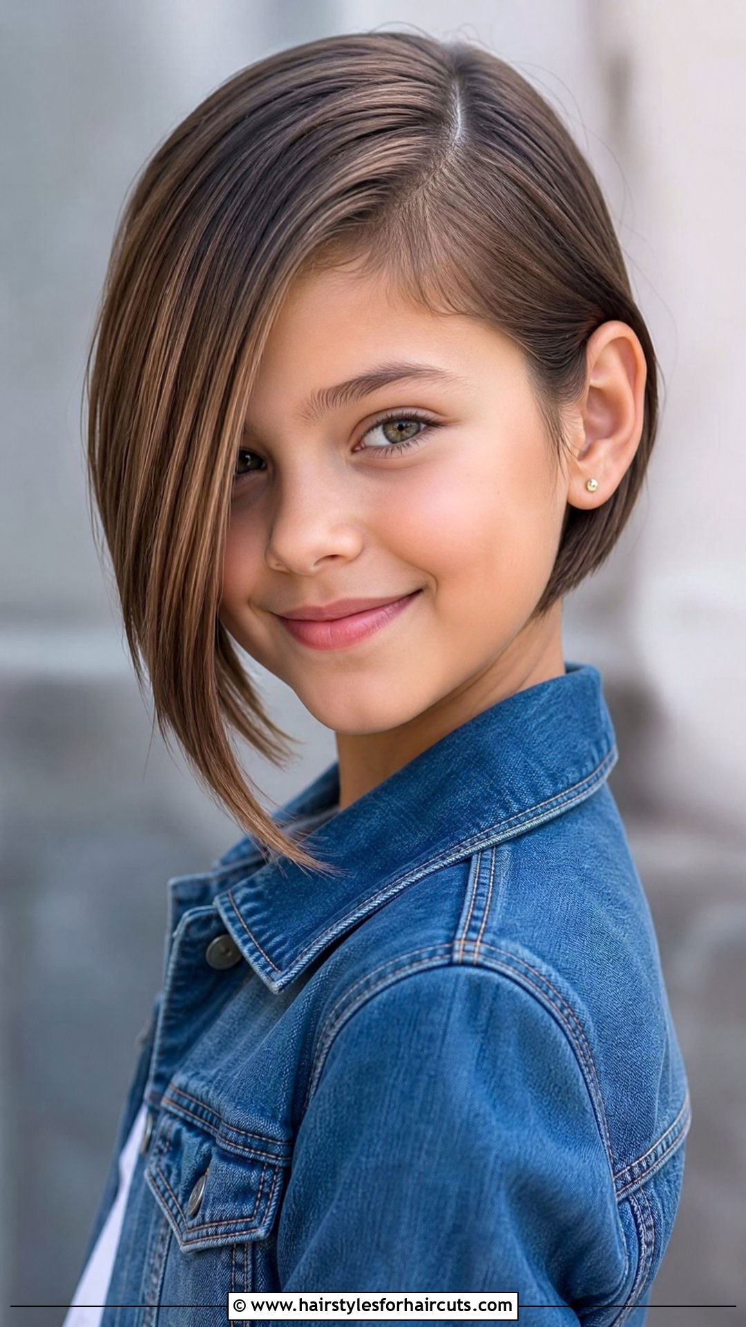 Short Asymmetrical Bob With Deep Side Part - 25 hairstyles for little girls with short hair - 25 hairstyles for little girls with short hair