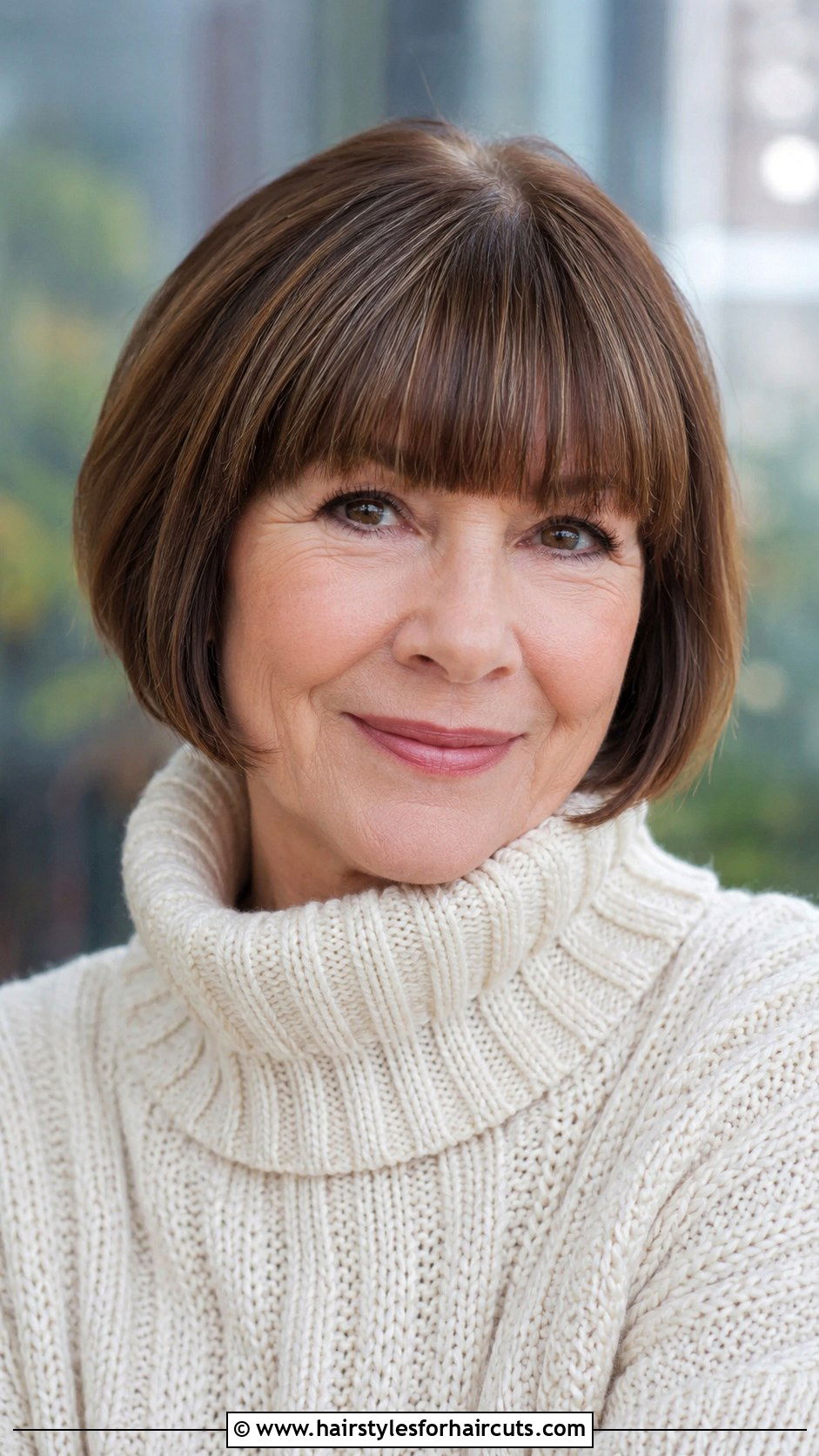 Short Bob With Bangs - 25 haircuts for thin hair women over 50 - 25 haircuts for thin hair women over 50