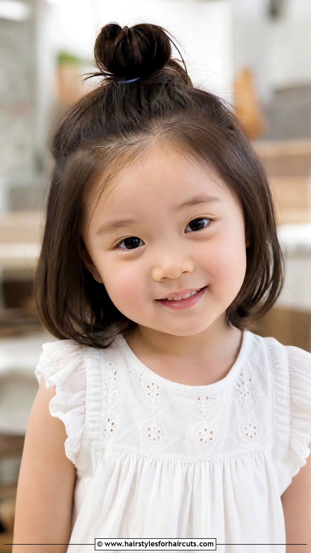 Short Bob With Half Up Ponytail - 25 hairstyles for little girls with short hair - 25 hairstyles for little girls with short hair