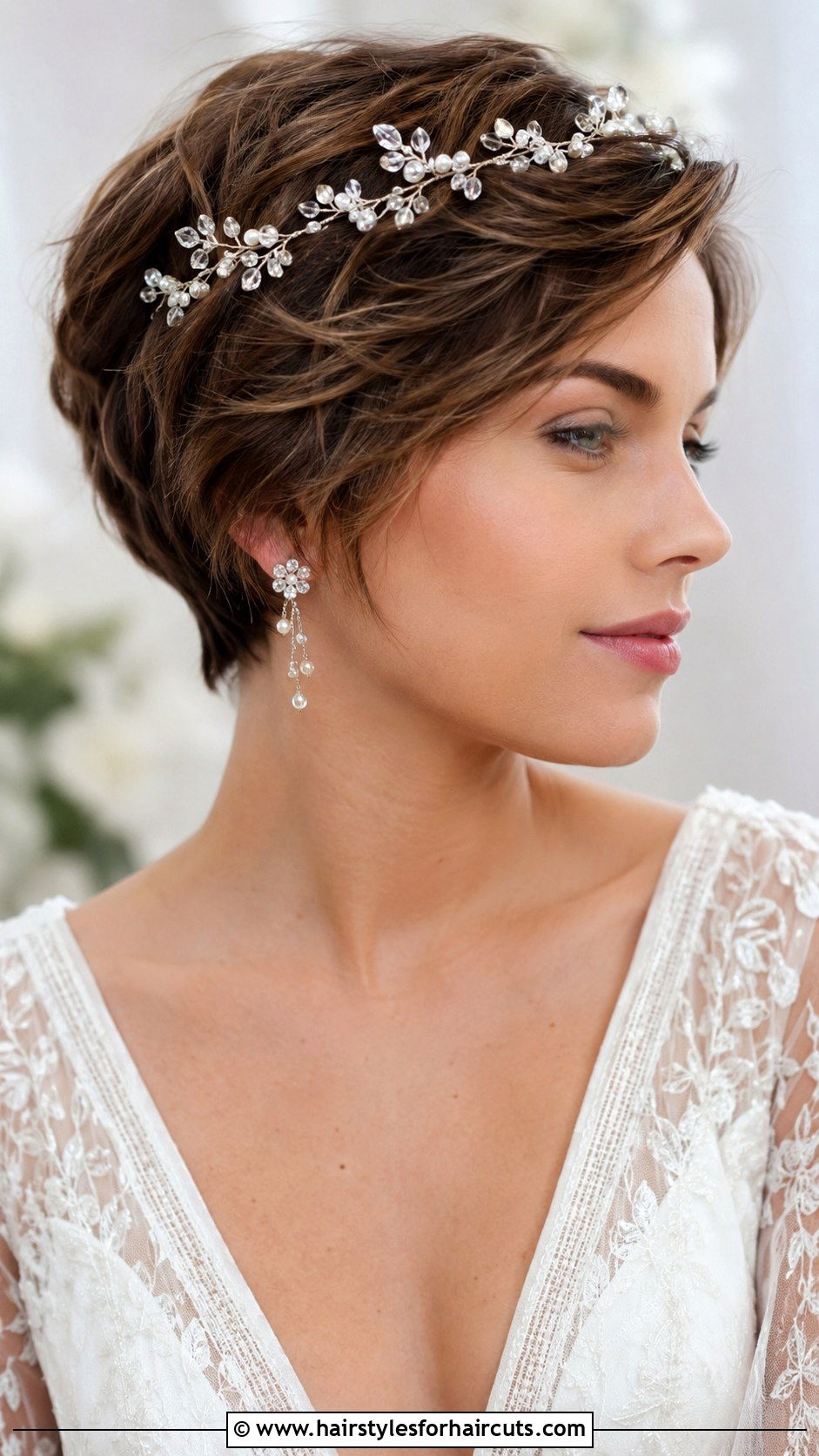 Short Bridal Hair With Vine Accessory - 25 bridal short hairstyles - 25 bridal short hairstyles