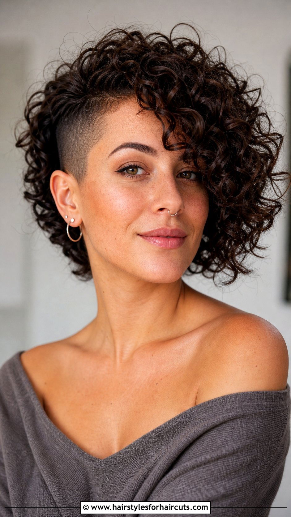 Short Curly Bob With Shaved Side - 25 frizzy hair edgy short curly haircuts - 25 frizzy hair edgy short curly haircuts